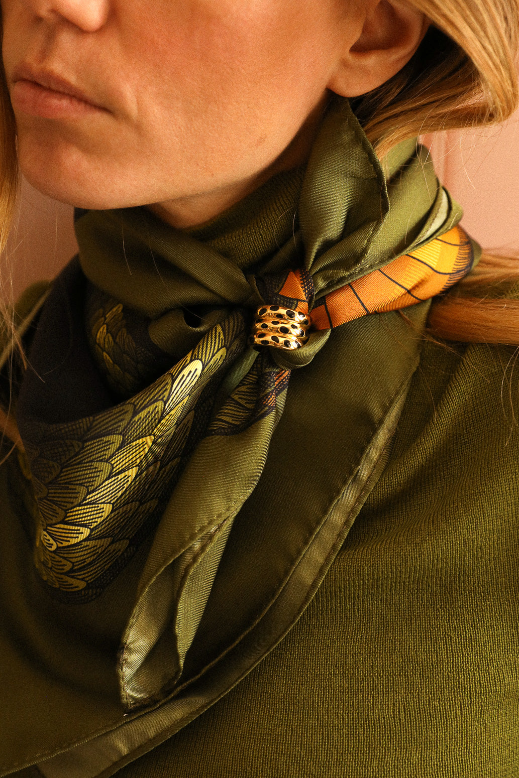 Anneau à foulard Leopard, Or