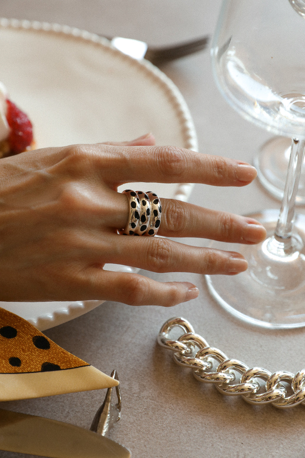 Anneau à foulard Leopard, Argent