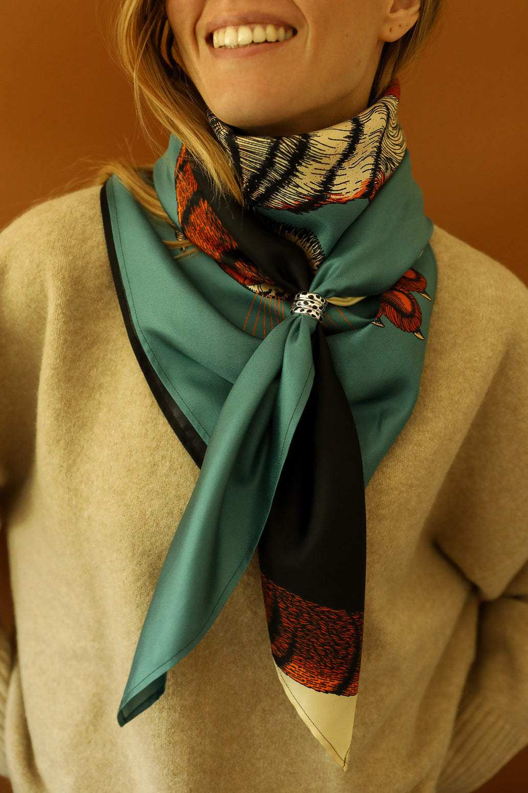 Anneau à foulard Leopard, Argent