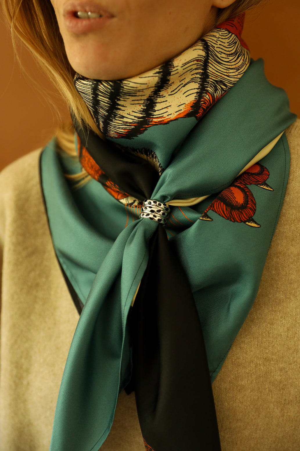 Anneau à foulard Leopard, Argent