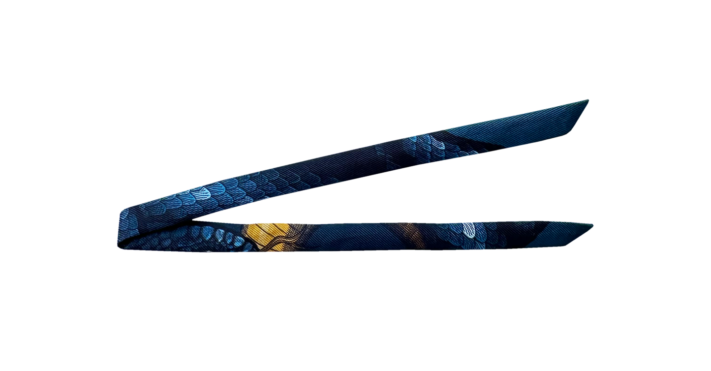 Ruban en soie 1 cm Serpents, Bleu