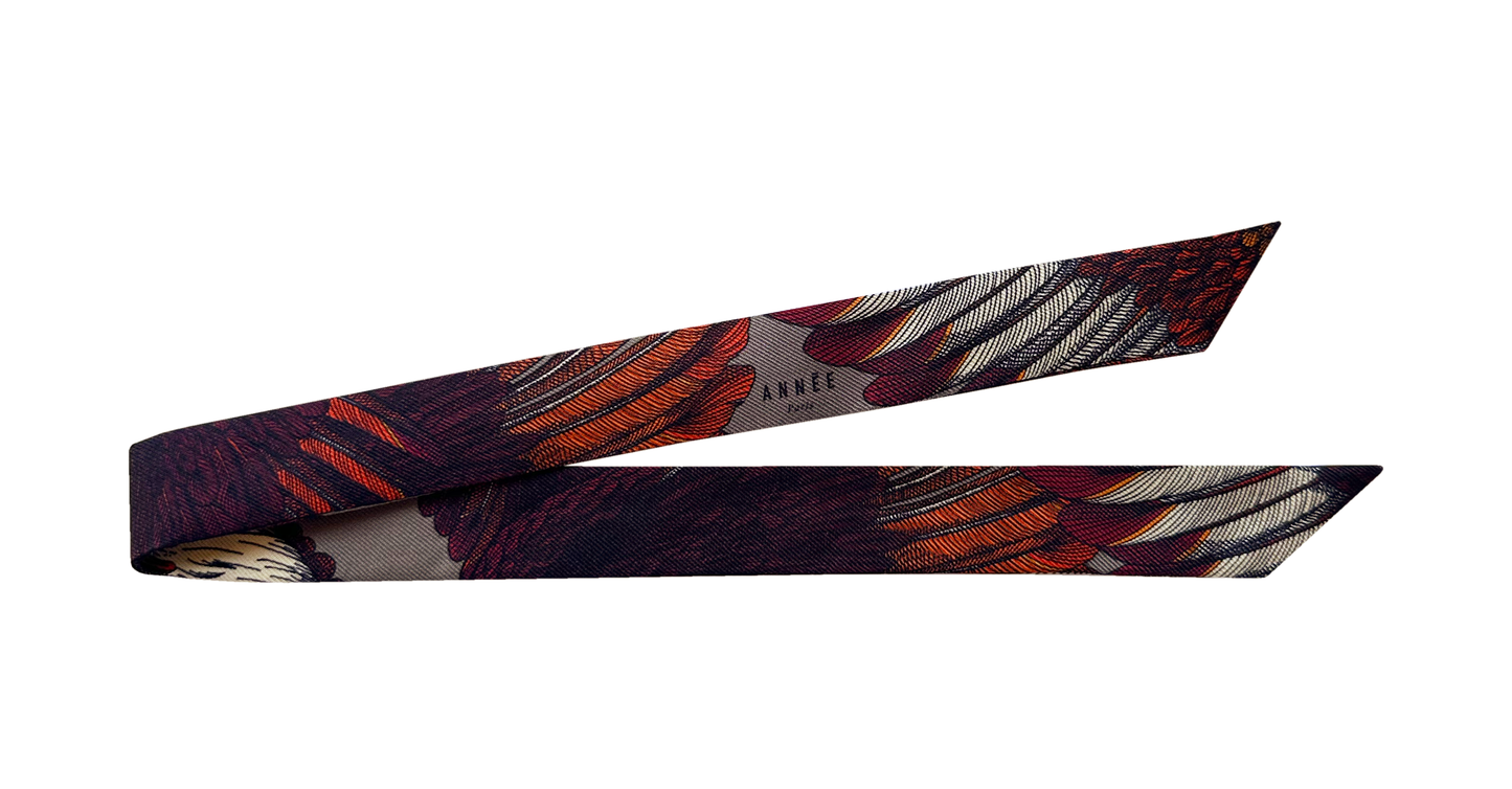 Ruban en soie 2 cm Aigle, Gris foncé