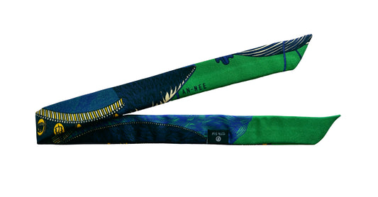 Ruban en soie 2cm Cerf Bohème, vert
