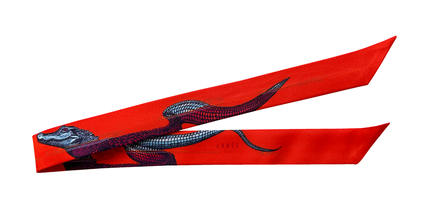 Bracelet en soie 2cm Crocodiles, Orange
