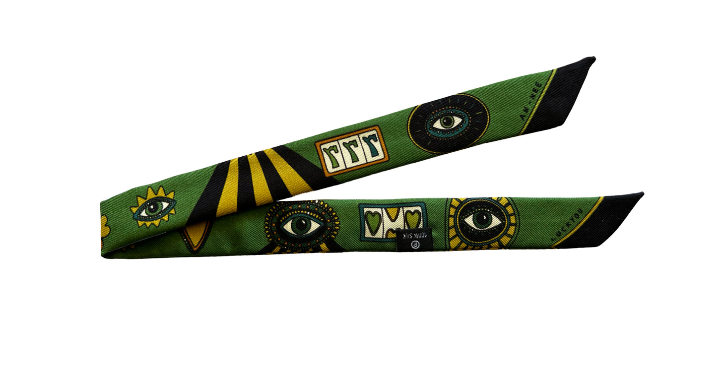 Silk ribbon 2cm Luckyou, green