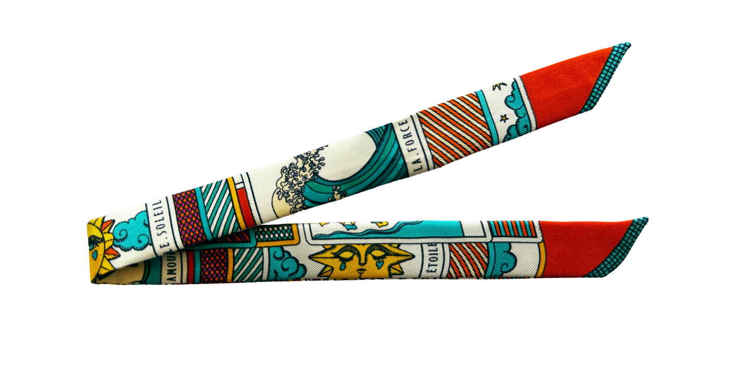 Ruban en soie 1cm Tarot, multicolore