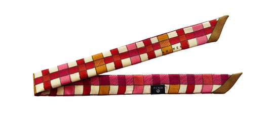 Ruban en soie 2cm Tartan, neutre