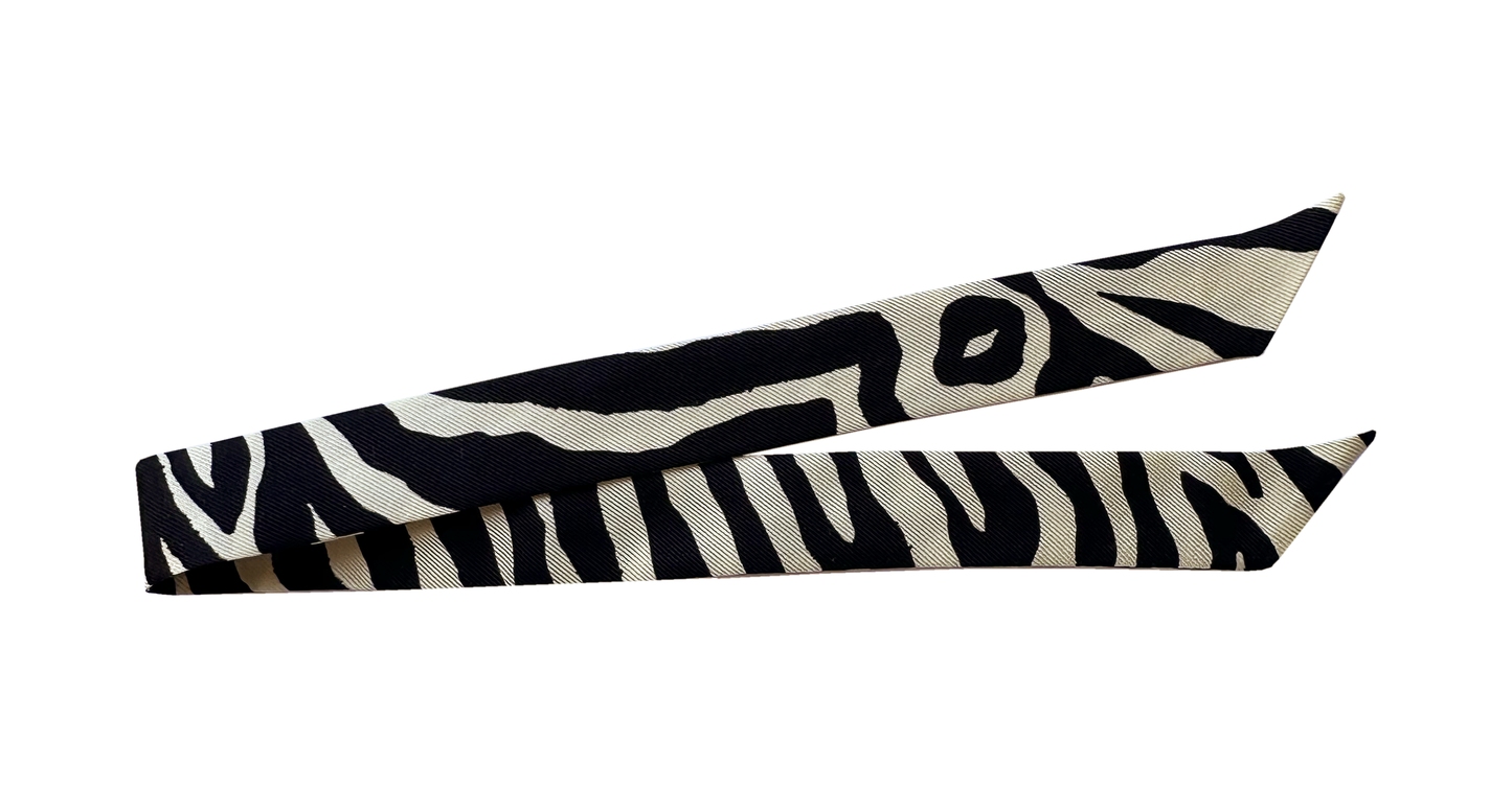 Ruban en soie 2 cm Zébré, Noir & Blanc