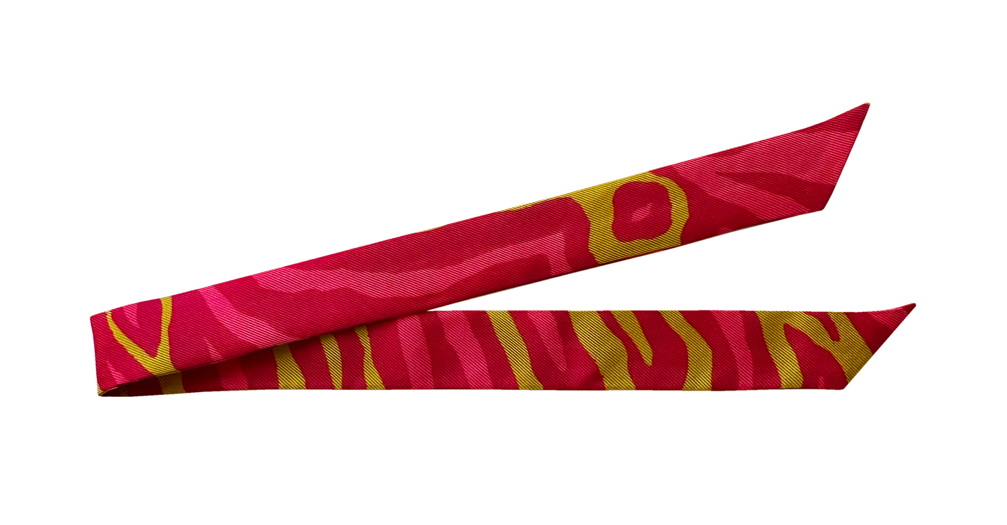 Ruban en soie 2 cm Zébré, Rose