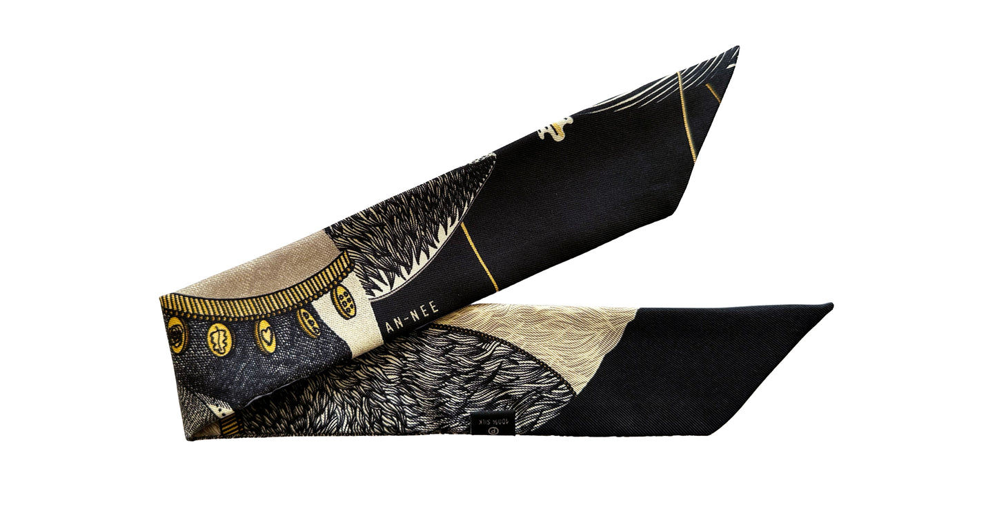 4cm Silk Bracelet Bohemian Deer, Black