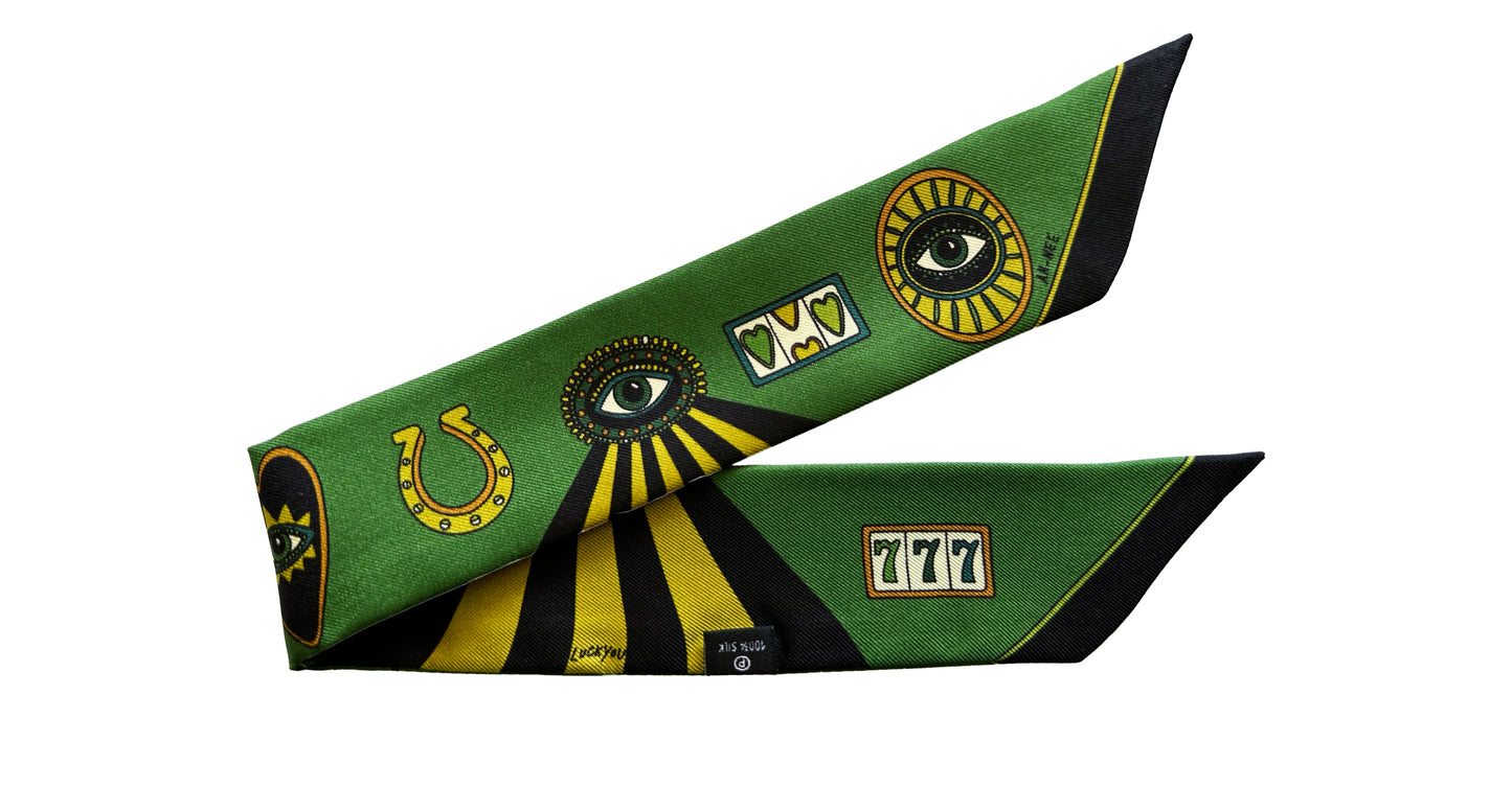 Luckyou silk bracelet 4cm, green