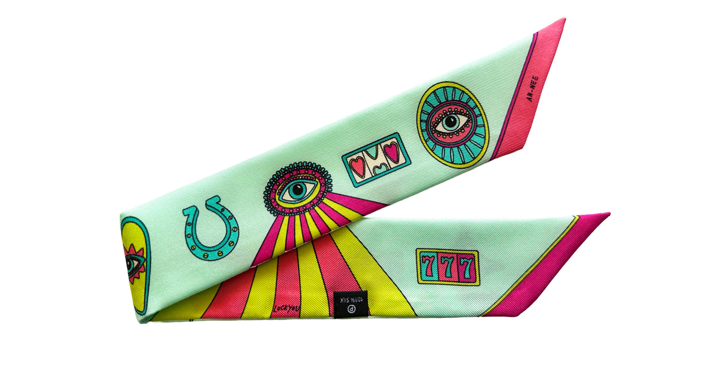 Bracelet en soie 4cm Luckyou, vert d’eau