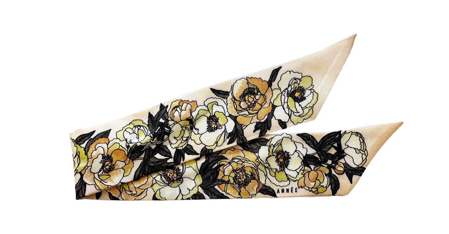 Bracelet en soie 4cm Pivoine, neutre