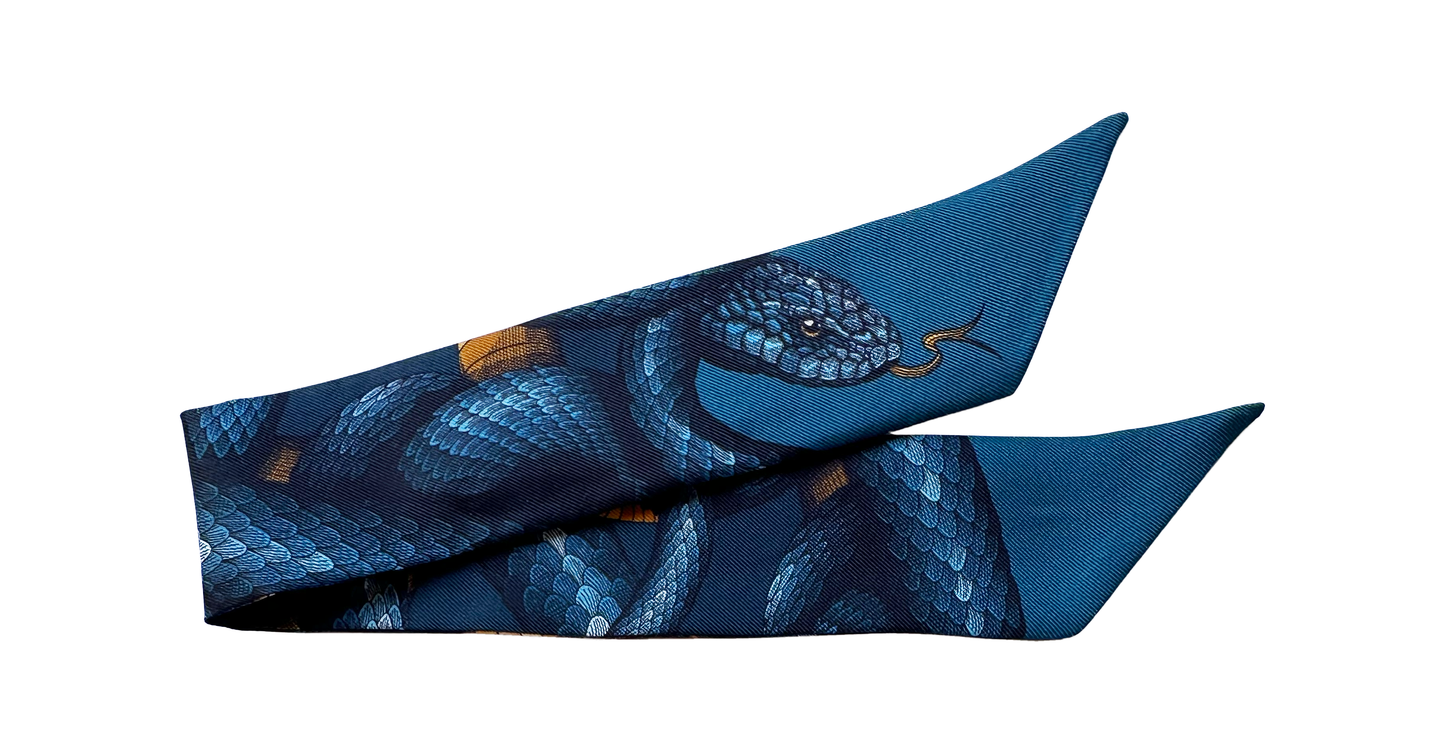 Bracelet en soie 4cm Serpents, Bleu