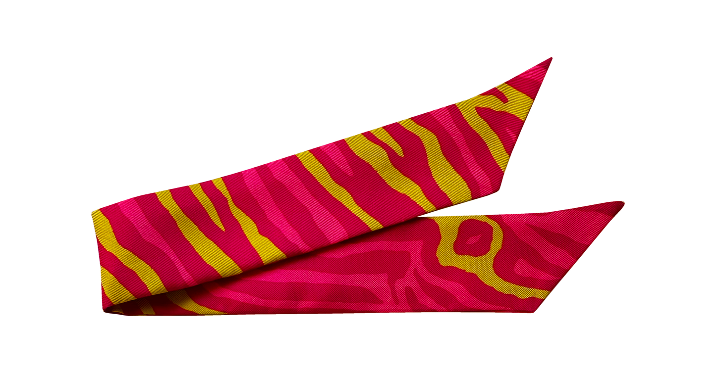 Ruban en soie 4cm Zébré, Rose
