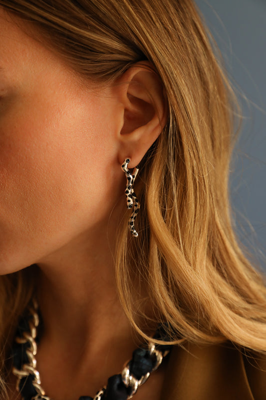 Boucle d'oreille Pendante Léopard Argent Solo