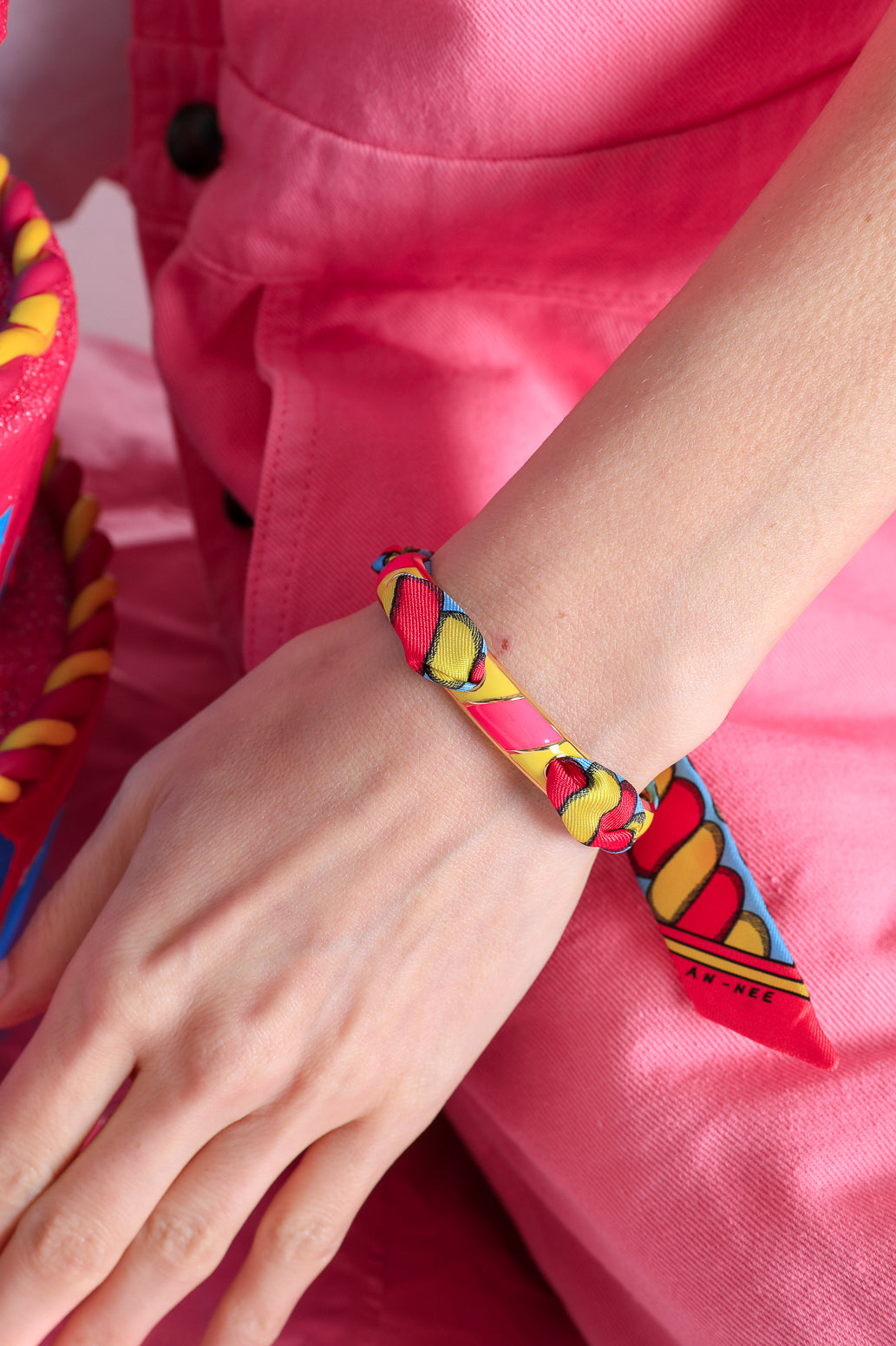Bracelet Bim, émail rose