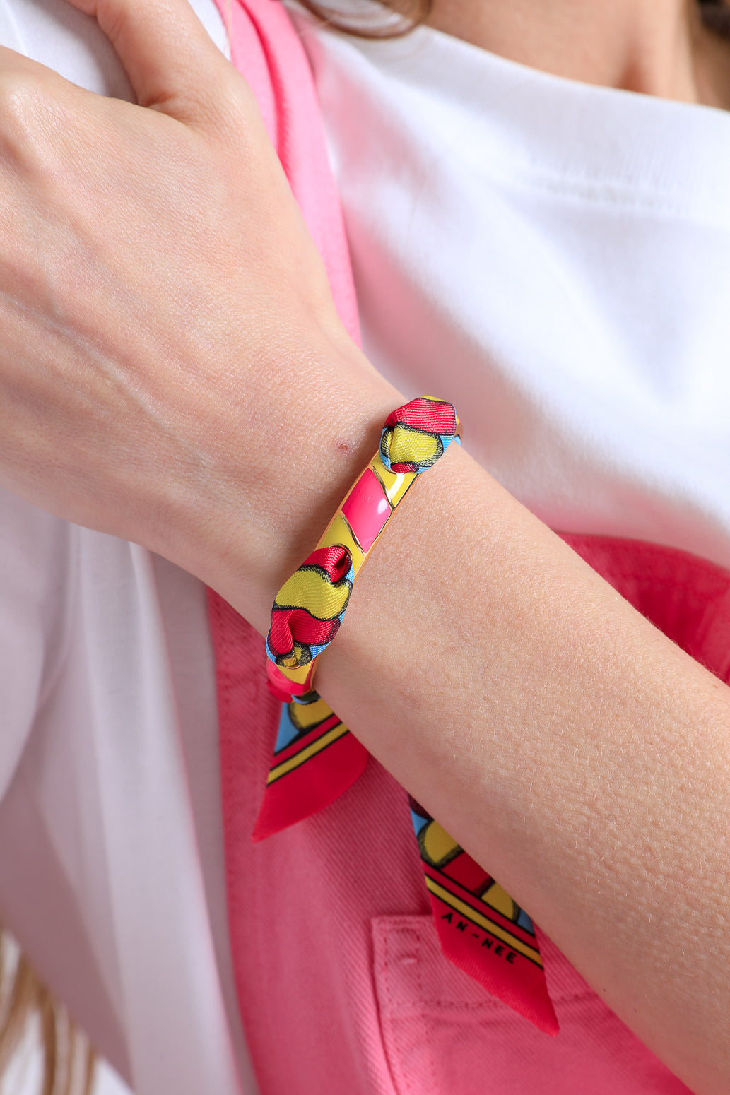 Bracelet Bim, émail rose