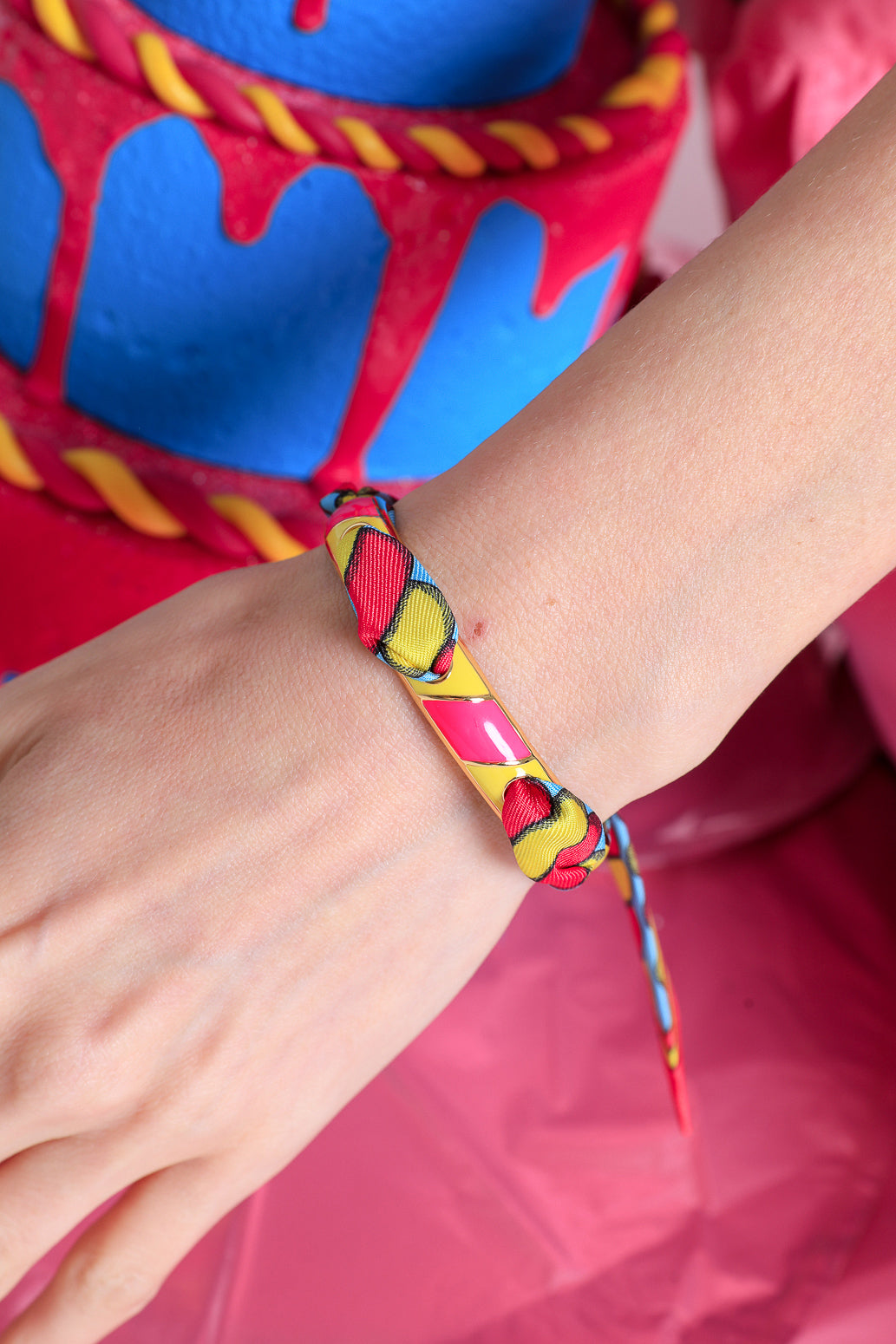 Bracelet Bim, émail rose