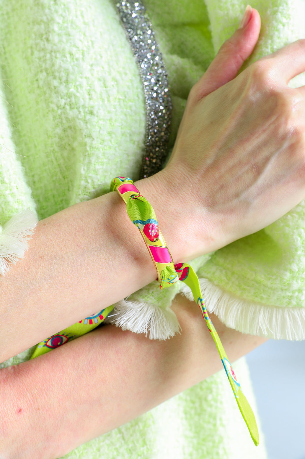 Bracelet Bim, émail rose