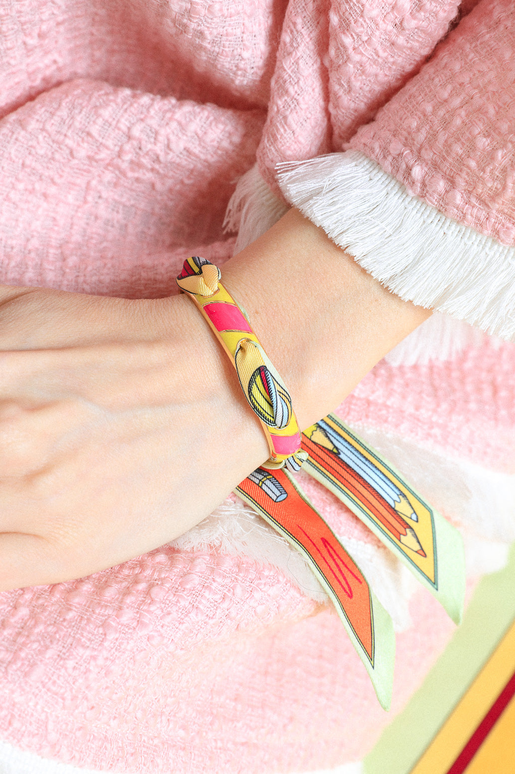 Bracelet Bim, émail rose