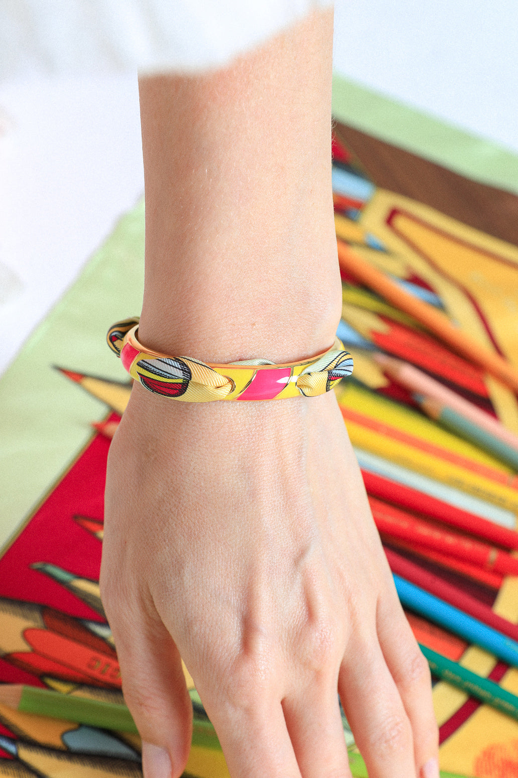 Bracelet Bim, émail rose