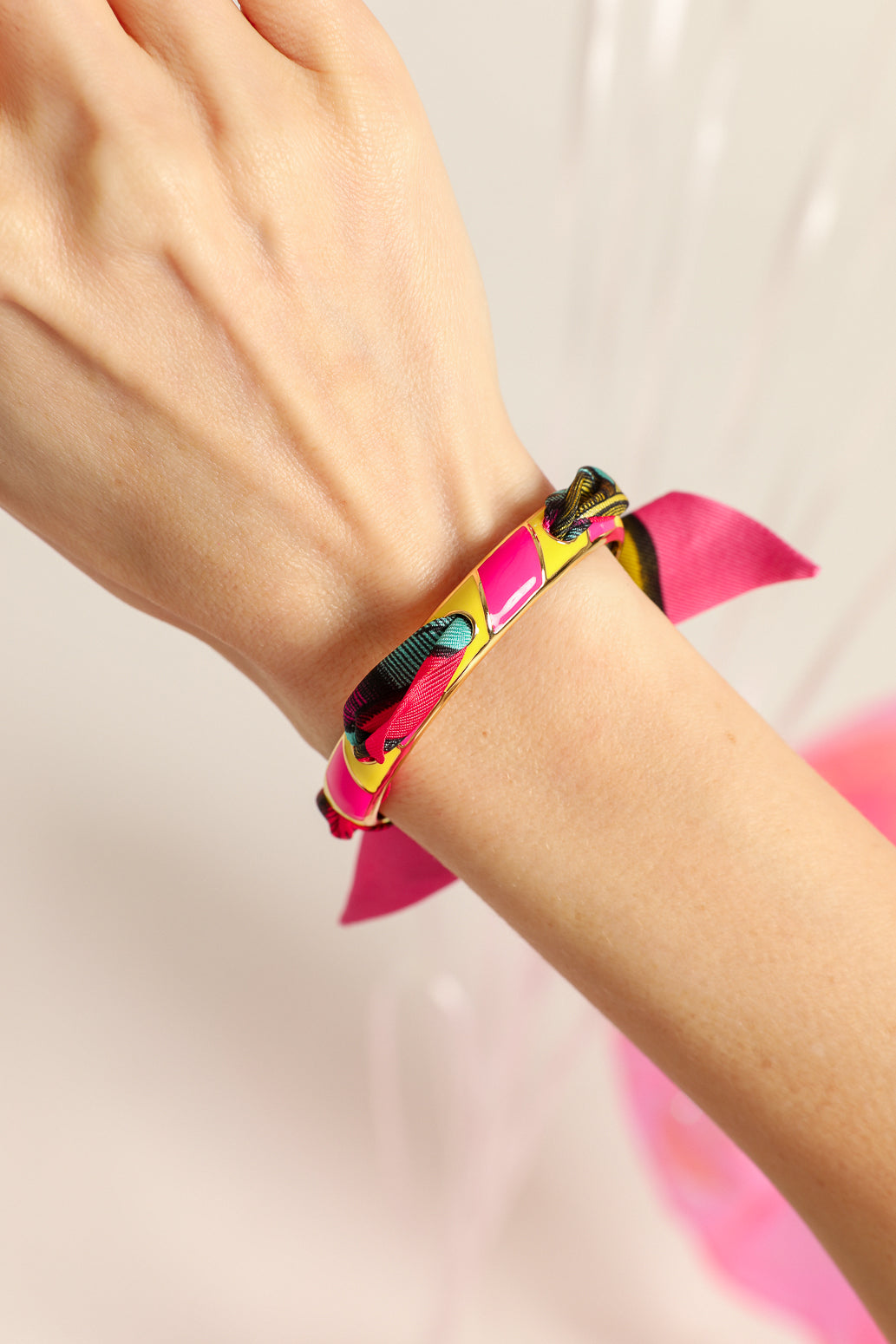 Bracelet Bim, émail rose