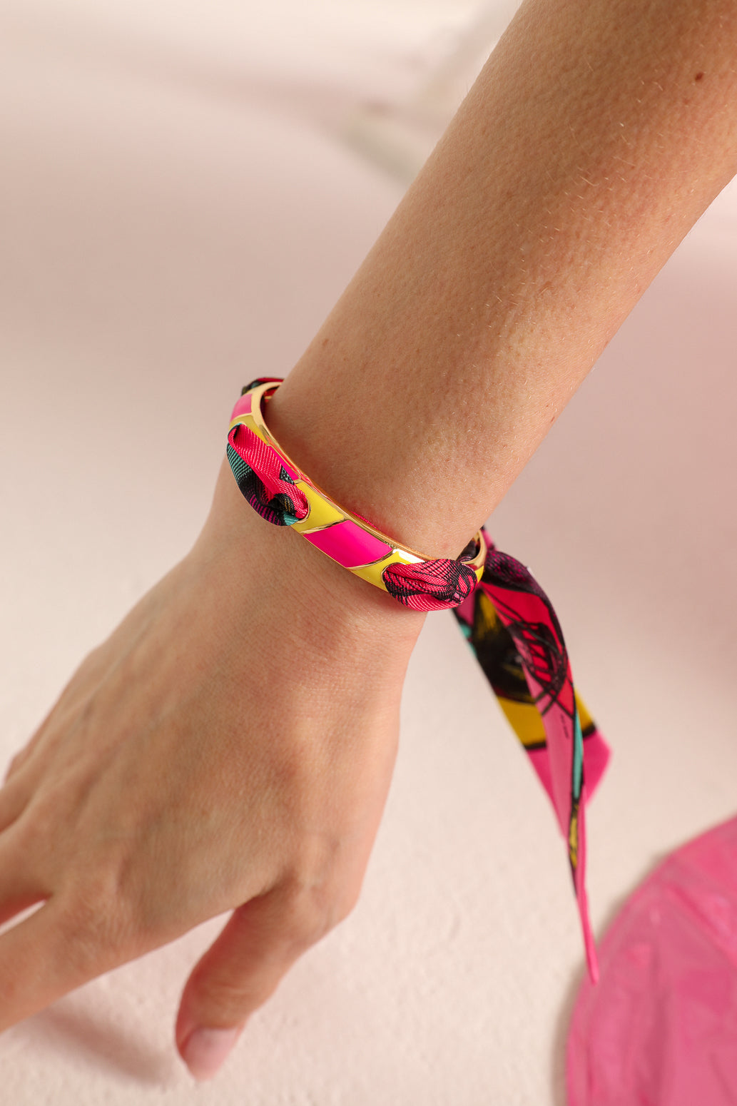 Bracelet Bim, émail rose