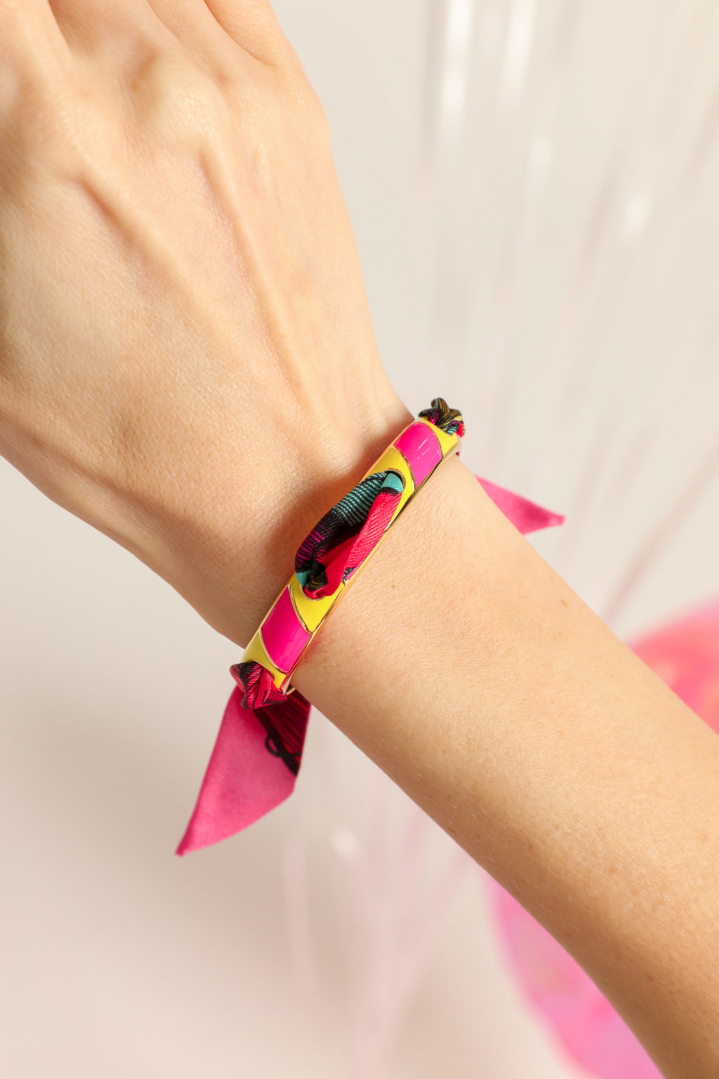 Bracelet Bim, émail rose