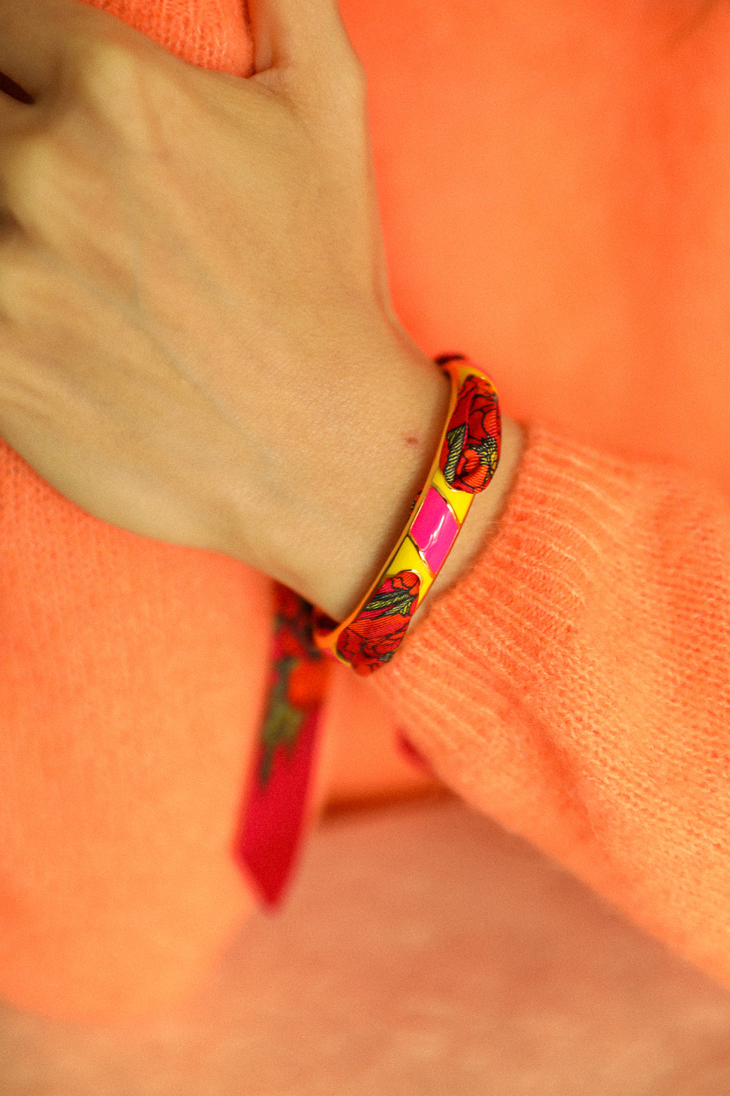 Bracelet Bim, émail rose