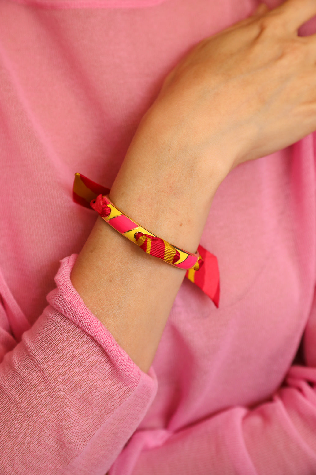 Bracelet Bim, émail rose
