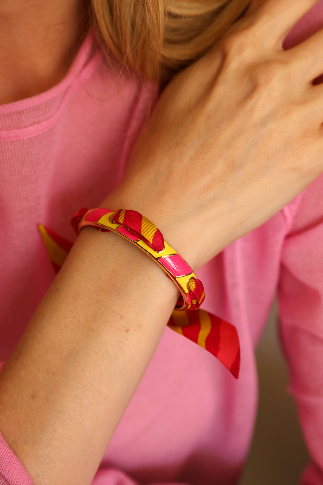 Bracelet Bim, émail rose