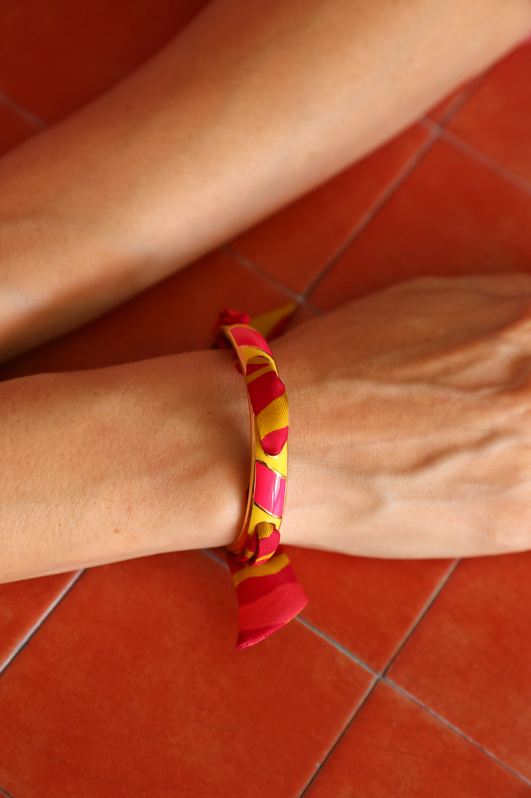 Bracelet Bim, émail rose