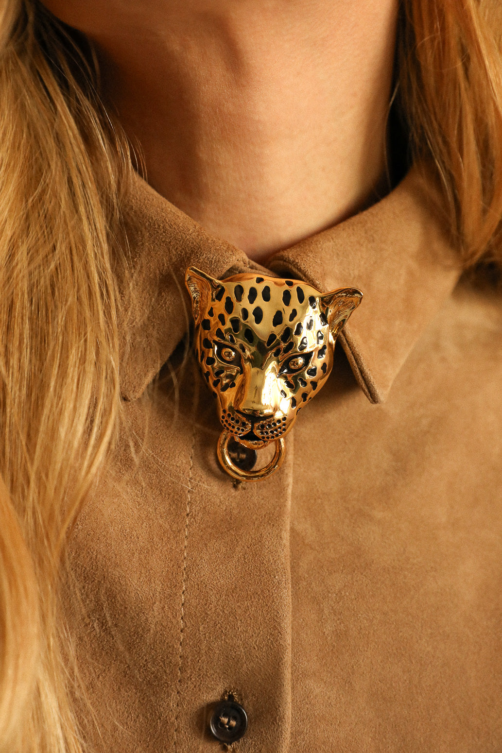 Broche Léopard émaillée or