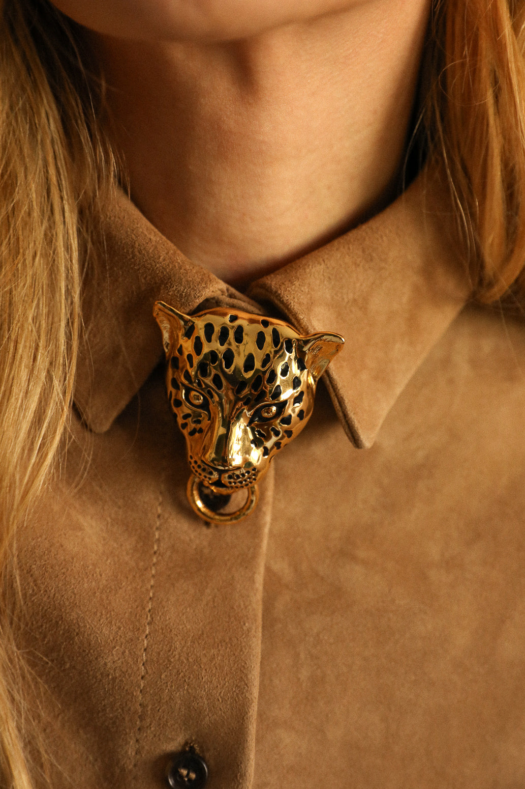 Broche Léopard émaillée or