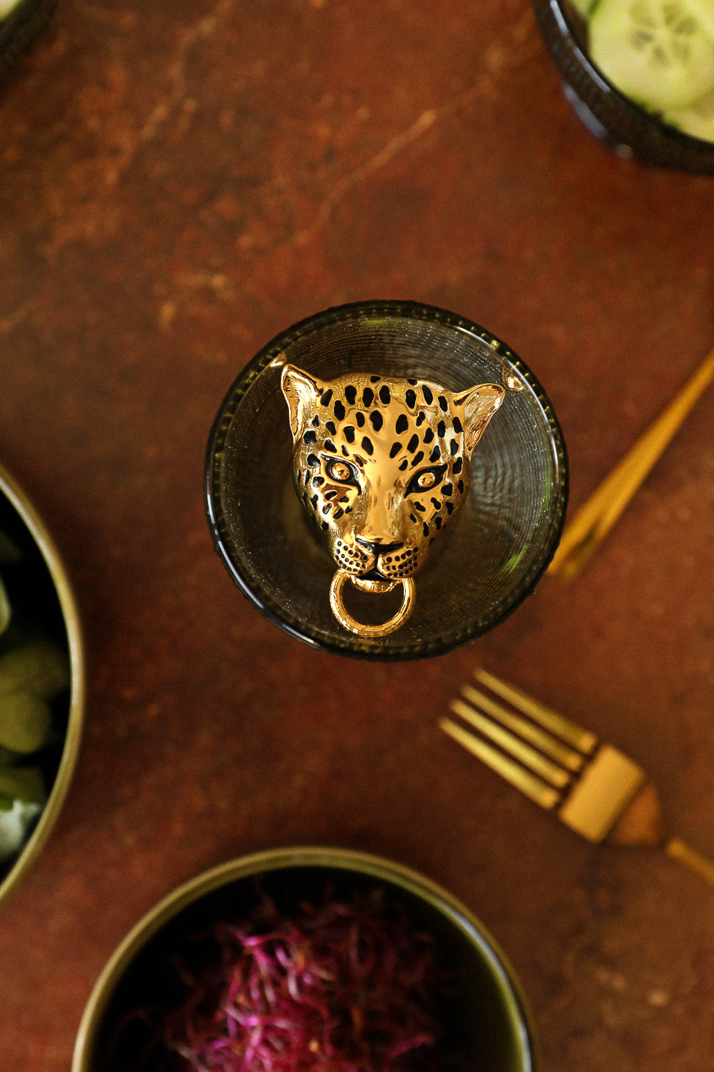 Broche Léopard émaillée or