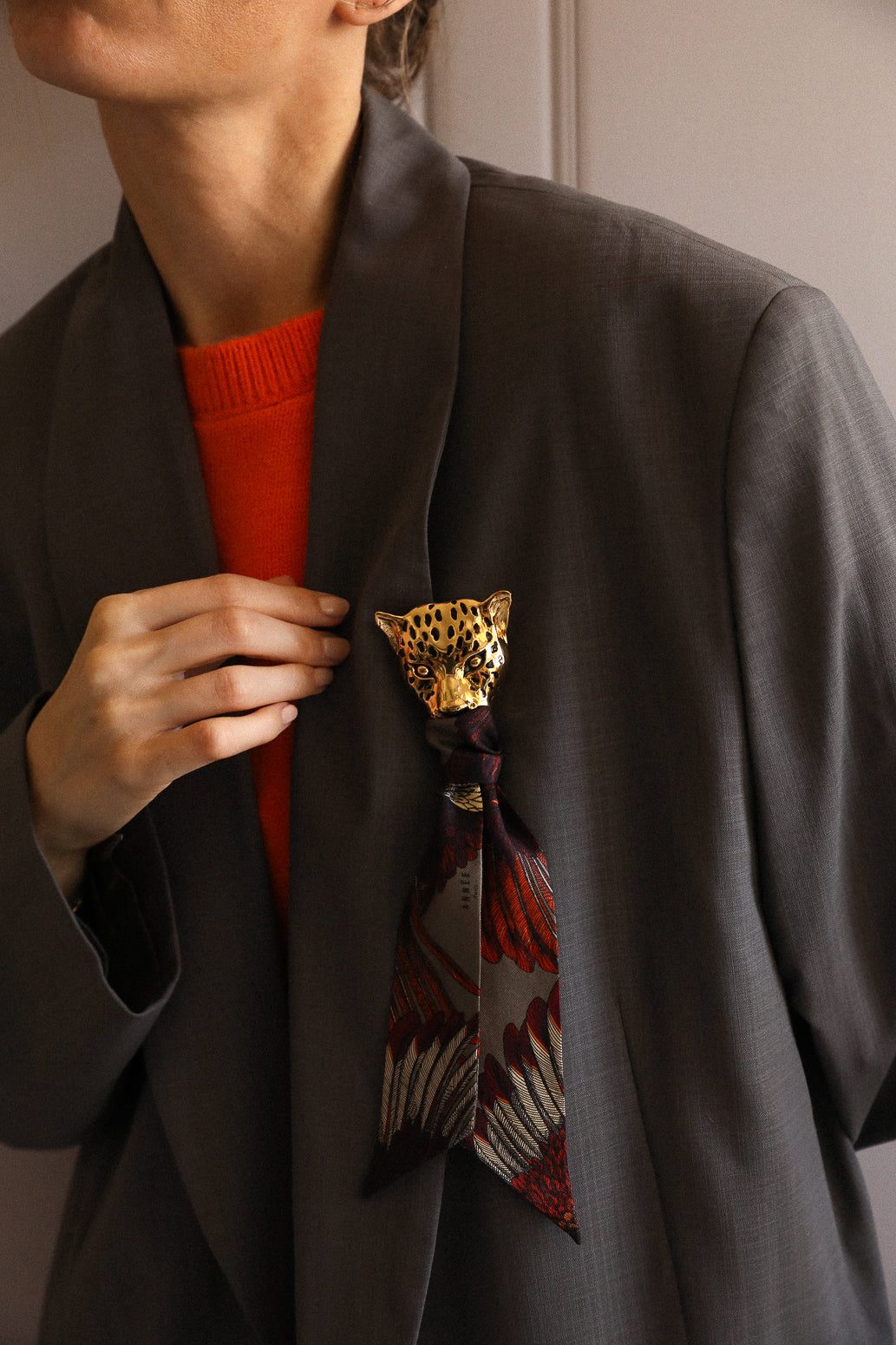 Broche Léopard émaillée or, Automne N°26