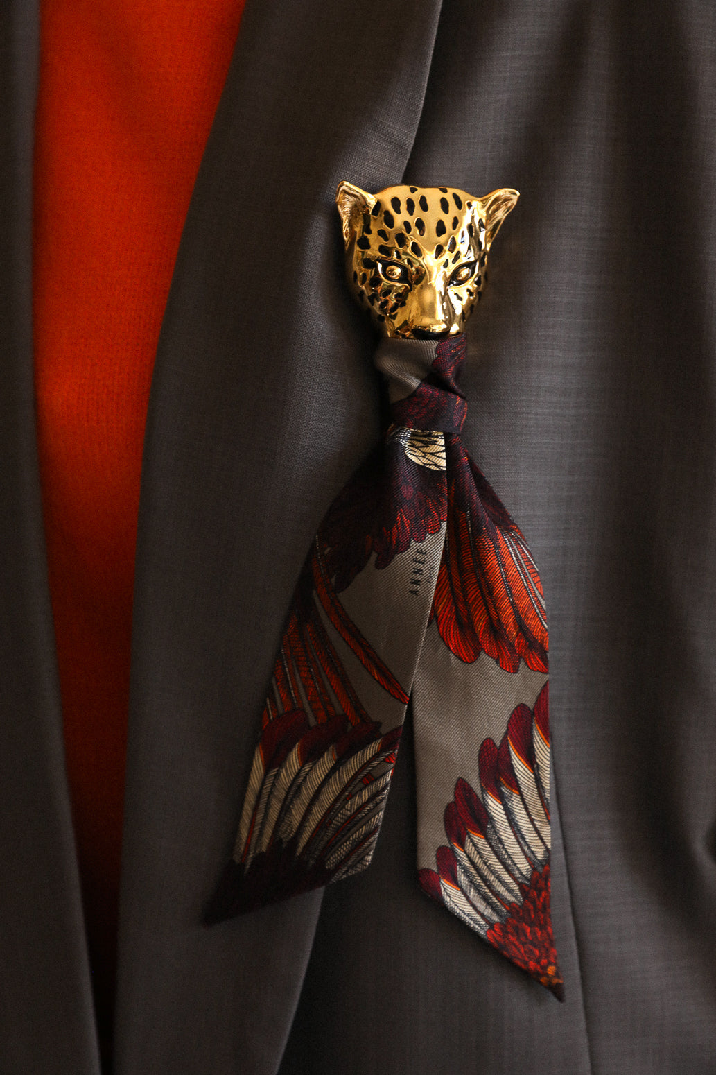 Broche Léopard émaillée or, Automne N°26