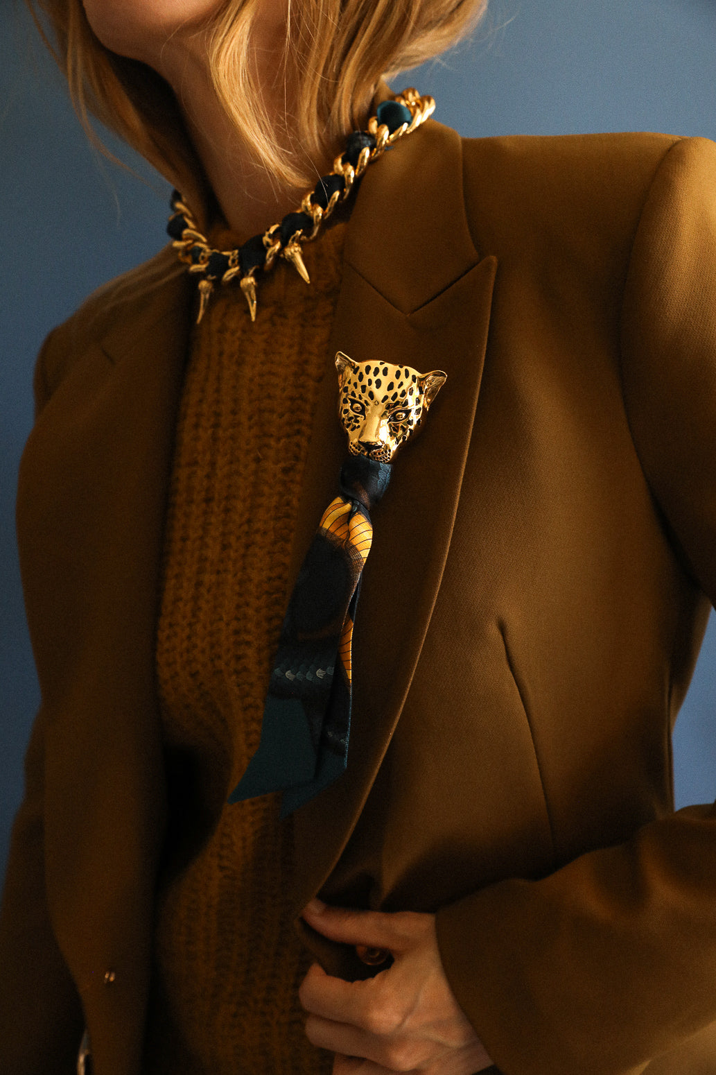 Broche Léopard émaillée argent, Automne N°26