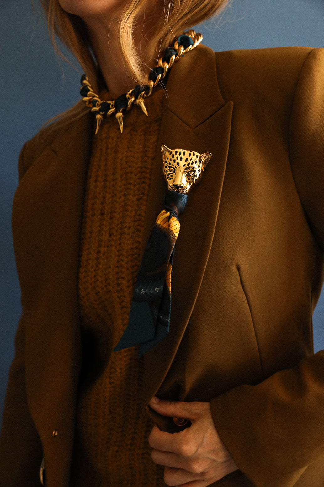 Broche Léopard émaillée argent, Automne N°26