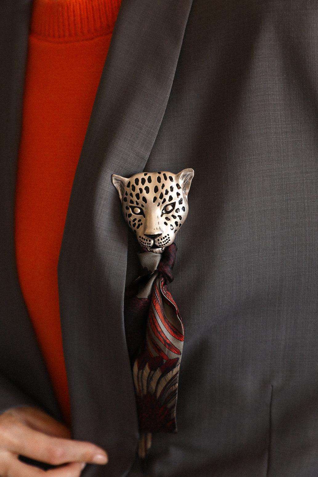 Broche Léopard émaillée argent