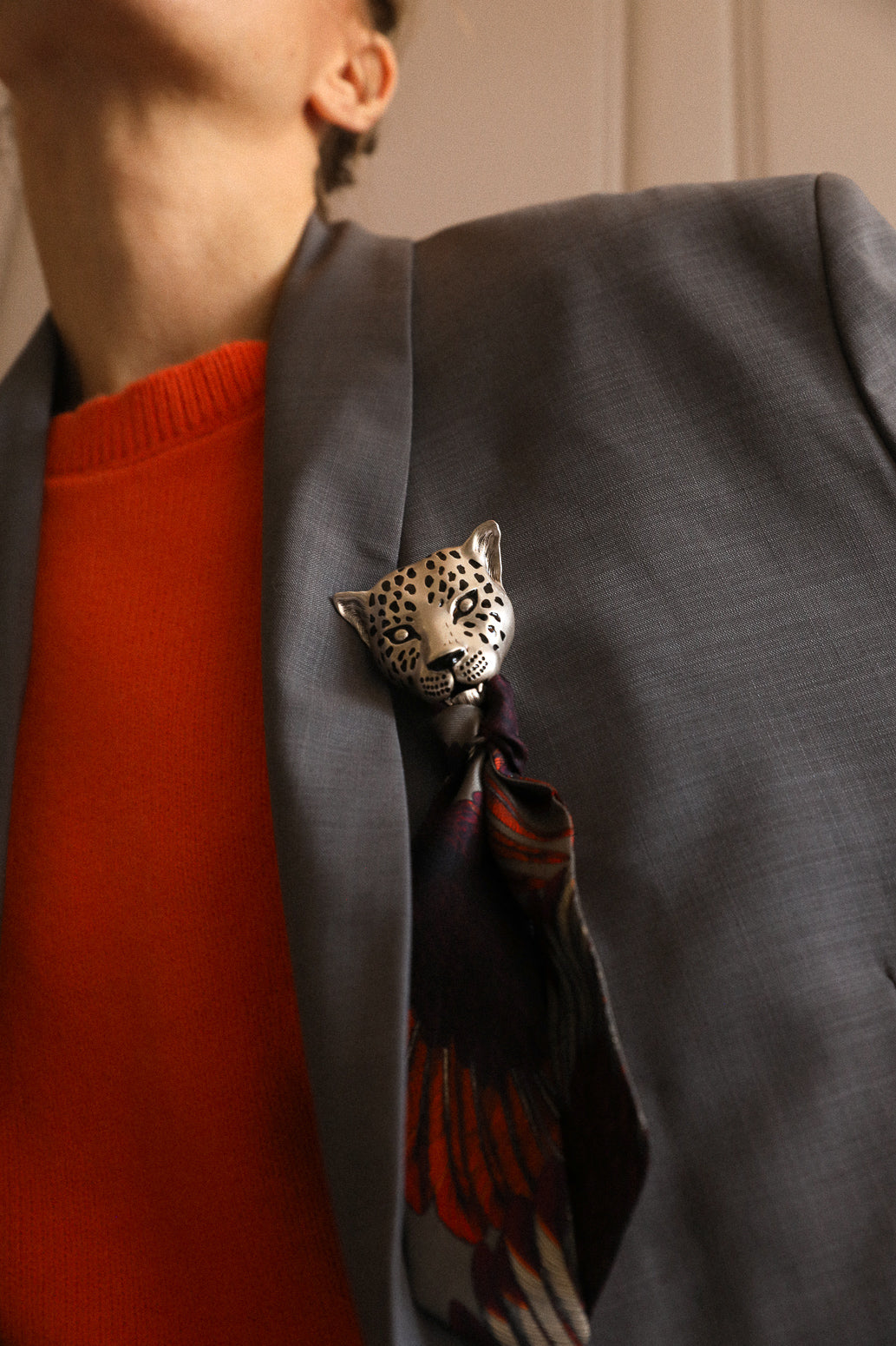 Broche Léopard émaillée argent, Automne N°26