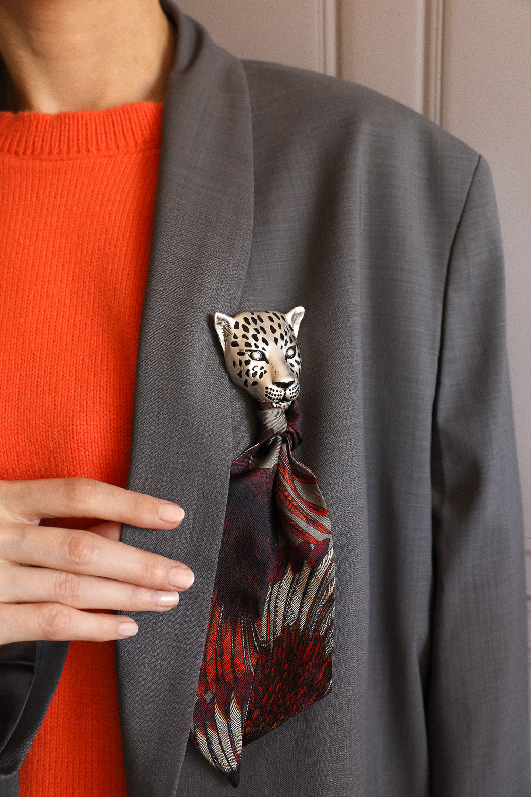 Broche Léopard émaillée argent