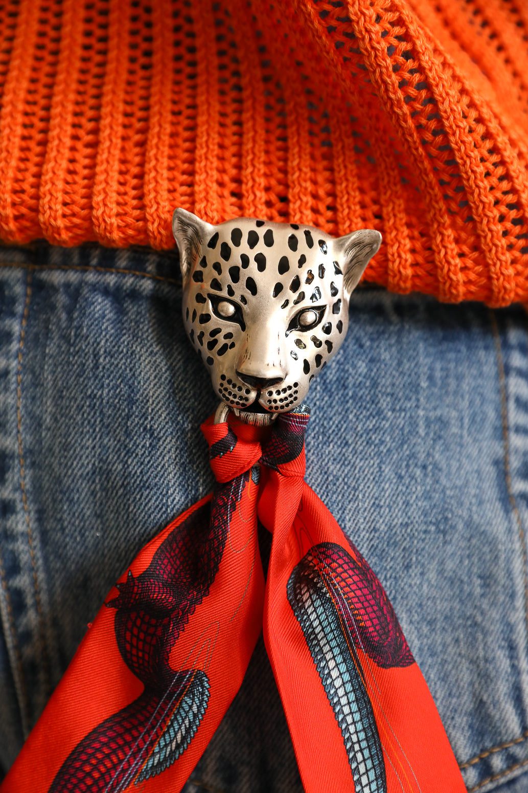 Broche Léopard émaillée argent, Automne N°26
