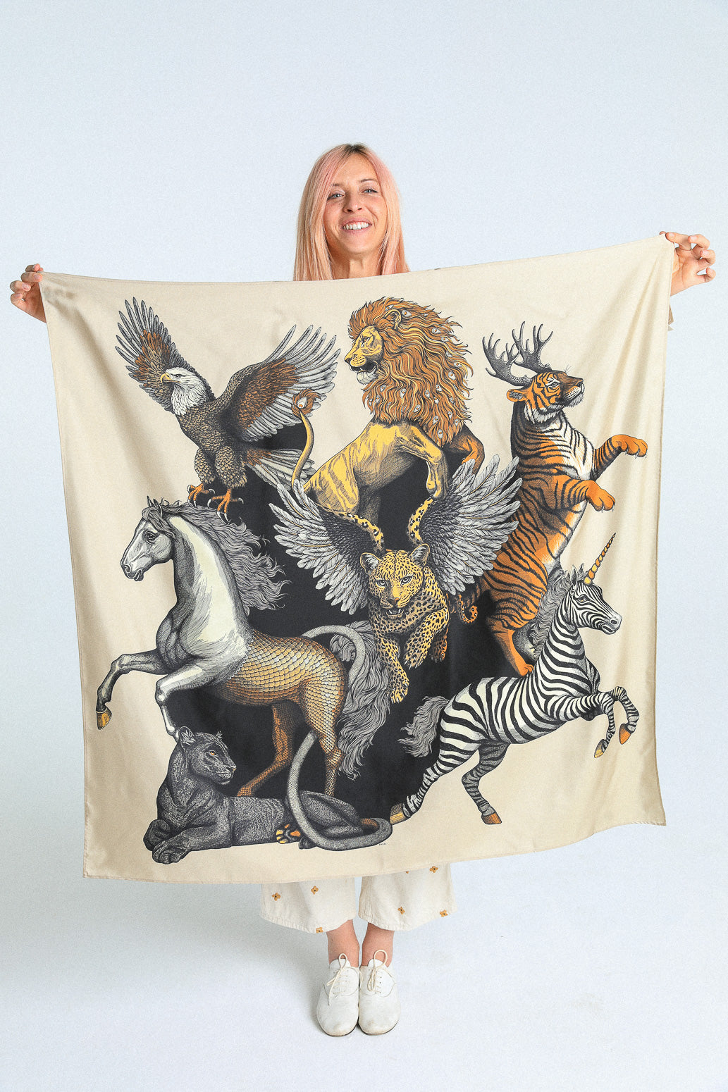 Carré de soie 110cm Fantastique, neutre