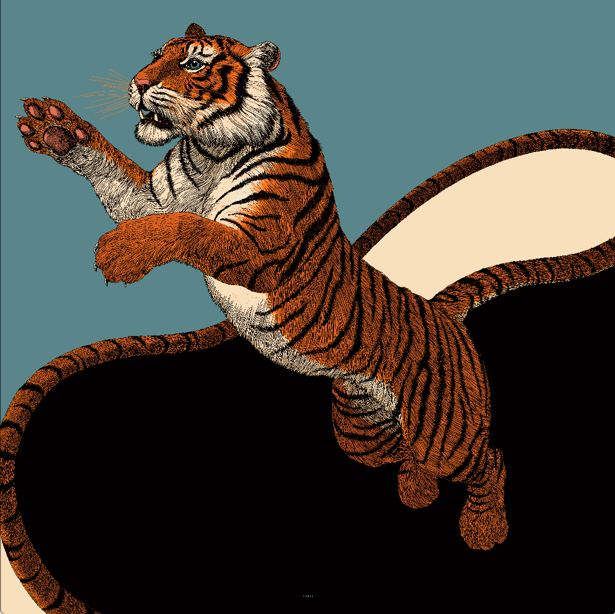 Carré de soie 110cm Tigre, Neutre