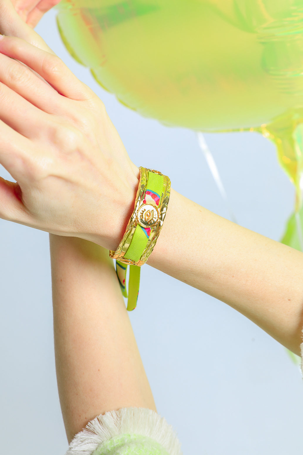 Irma cuff and its Blue Words ribbon