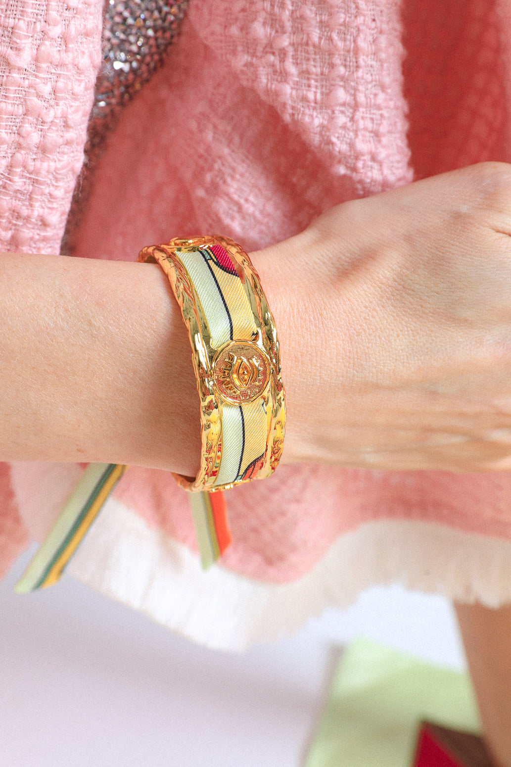 Irma cuff and its Blue Words ribbon