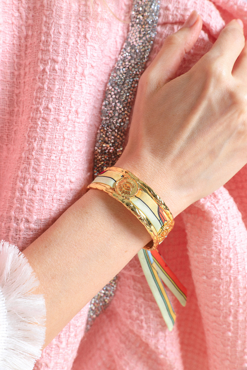 Irma cuff and its Blue Words ribbon