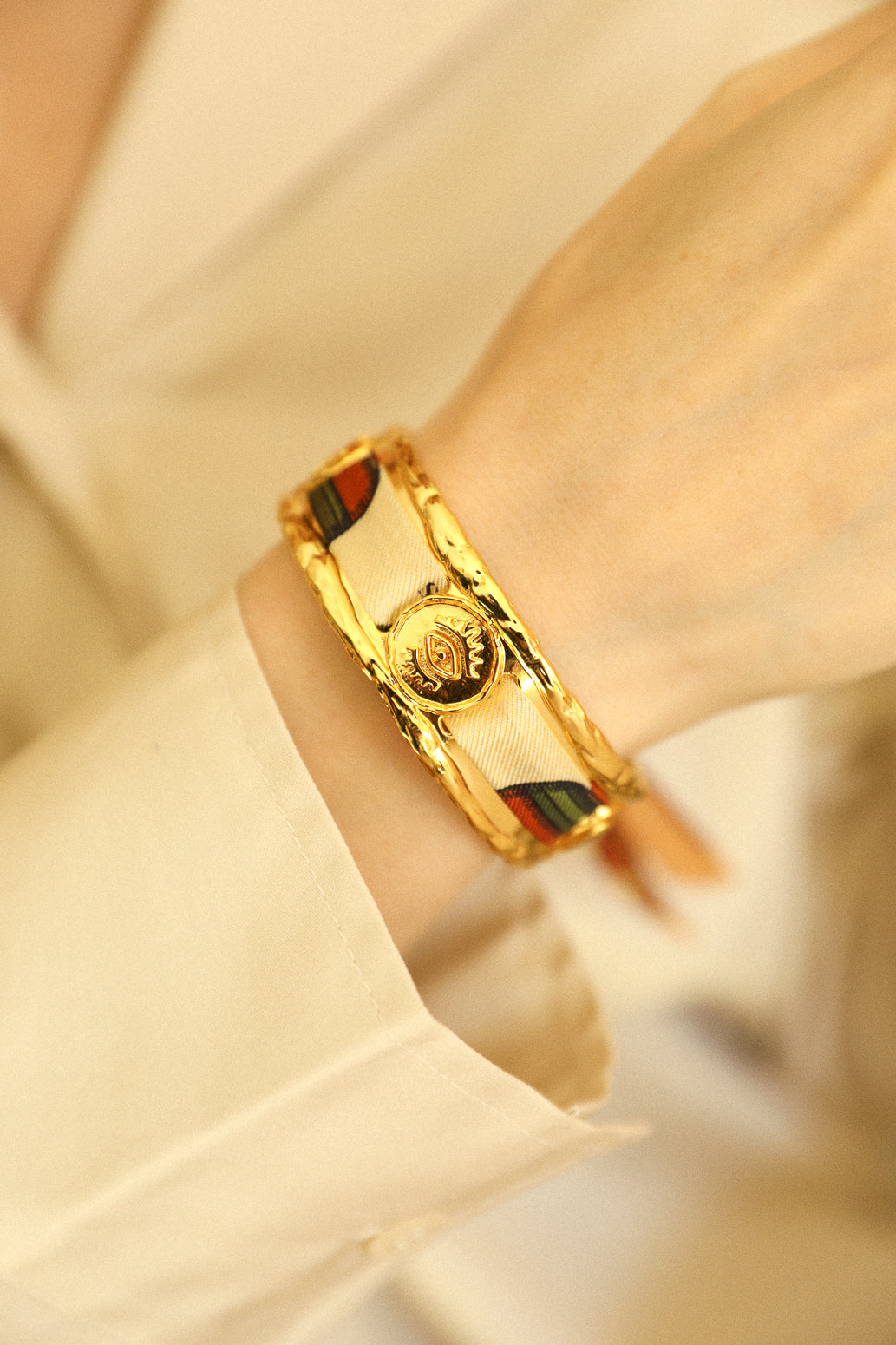 Irma cuff and its Blue Words ribbon